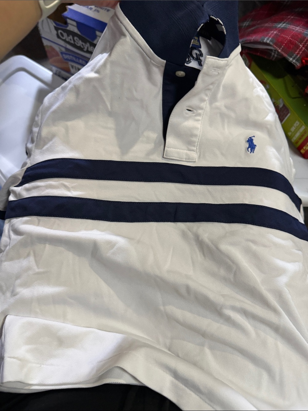 Polo by Ralph Lauren White & Navy Striped Men’s Polo